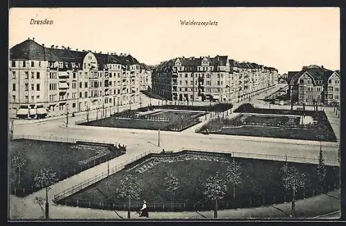 AK Dresden-Striesen, Blick über den Walderseeplatz