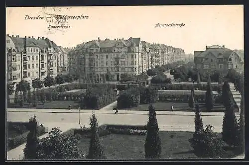 AK Dresden-Striesen, Walderseeplatz mit Laubestrasse und Arnstaedtstrasse