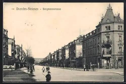 AK Dresden-Striesen, Partie in der Bergmannstrasse