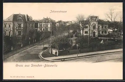 AK Dresden-Blasewitz, Johannstrasse mit Villen