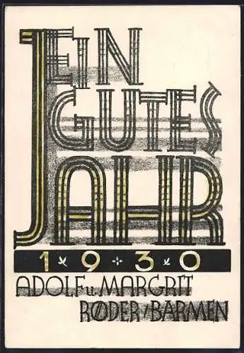 Künstler-AK Barmen, Ein gutes Jahr 1930, Adolf und Margrit Röder