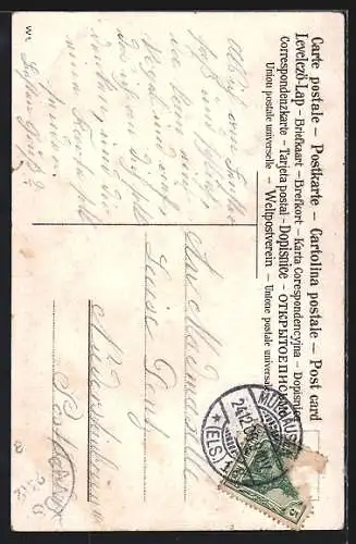 AK Singende Engel mit Weihnachtsbaum