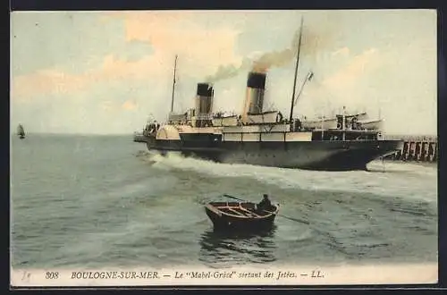 AK Boulogne-sur-Mer, Le Mabel-Grace sortant des Jetées