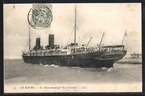 AK Le Havre, Passagierschiff La Lorraine im Hafen