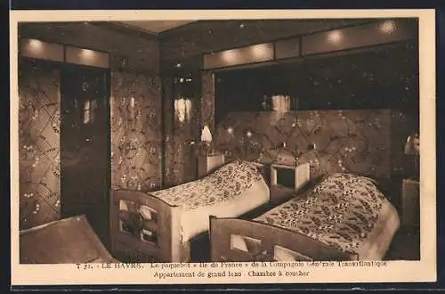 AK Le paquebot Ile de France de la Compagnie Générale Transatlantique, Appartement de grand luxe