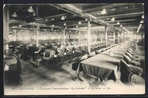 AK Le Havre, Passagierschiff La Lorraine, Compagnie Générale, Le Salon