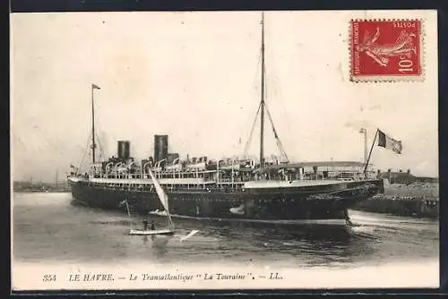 AK Le Havre, Passagierschiff La Touraine in Fahrt