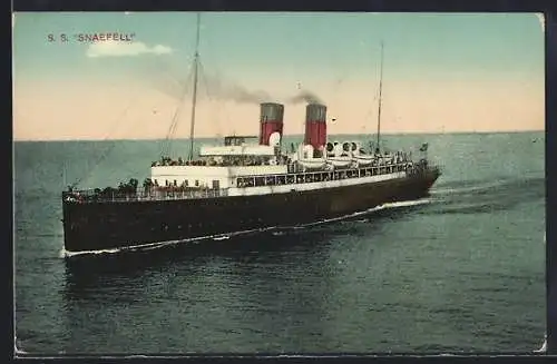 AK Passagierschiff SS Snaefell in Fahrt