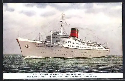 AK Passagierschiff TSS Ocean Monarch, Furness Withy Line