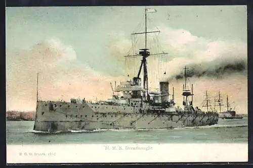 AK HMS Dreadnought auf See