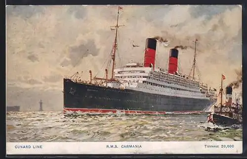 AK Passagierschiff R. M. S. Carmania auf hoher See