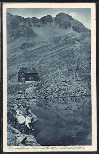 AK Reisseckhütte, Berghütte am Mühldorfer-See mit Riedbock