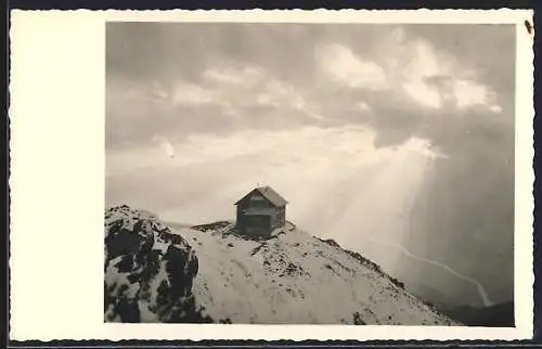 AK Berghütte im Schnee mit Panorama