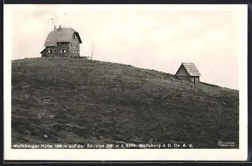 AK Wolfsberger Hütte, Berghütte auf der Saualpe m. d. Schl. Wolfsberg d. D. Oe. A. V.