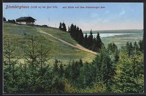 AK Blomberghaus, Berghütte bei Bad Tölz mit Blickauf den Starnberger See