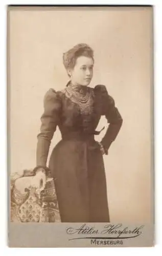 Fotografie Atelier Herrfurth, Merseburg, Brühl 4, Porträt einer eleganten Dame