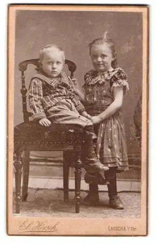 Fotografie Ed. Hirsch, Lauscha, Portrait zweier Kinder