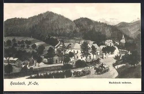 AK Hassbach, Ortspartie mit Pferdewagen