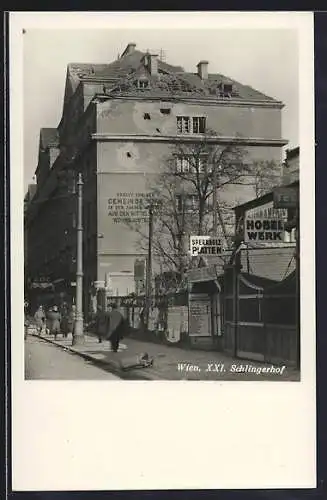 Foto-AK Wien, Granateinschläge am Schlingerhof