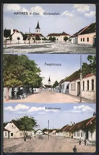AK Hadres, Kirchenplatz, Hauptstrasse, Kellergasse