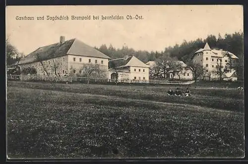 AK Bad Leonfelden, Gasthaus zum Brunwald und Jagdschloss