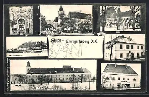 AK Baumgartenberg /O.-Oe., Achleitners Handlung, Postamt, Kirche, weitere Ansichten