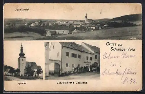 AK Schenkenfeld, Gasthaus Gossenreiter, Kirche, Totalansicht