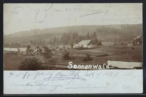 AK Aigen-Schlägl, Sonnenwald, Ortspartie mit Bäumen