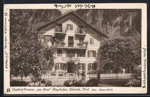 AK Mayrhofen, Gasthof und Pension zur Rose, Bes. Simon Kröll