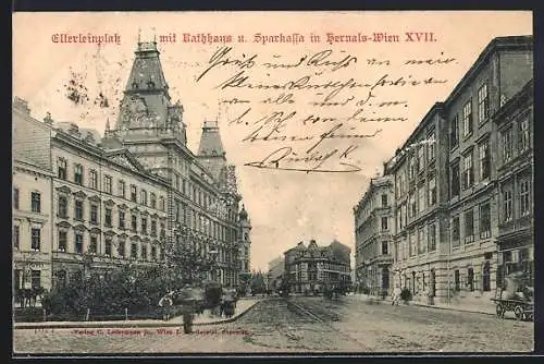AK Wien-Hernals, Elterleinplatz mit Rathaus und Sparkassa