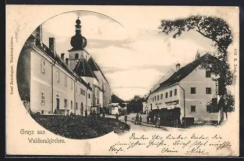 AK Waldneukirchen, Strassenpartie an der Kirche
