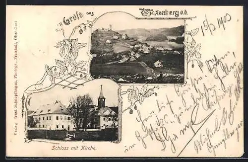 AK Waxenberg /O. Ö., Schloss mit Kirche