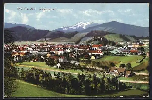 AK Bruck a. Mur, Generalansicht, Gebirgsblick