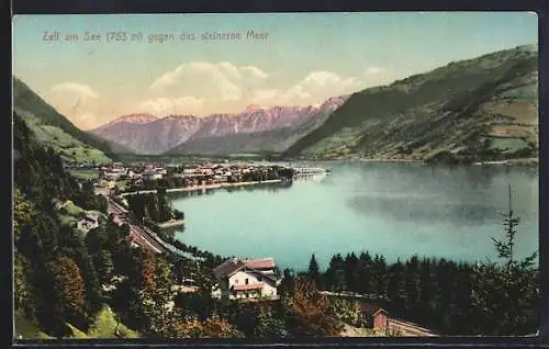AK Zell am See, Teilansicht gegen das steinerne Meer