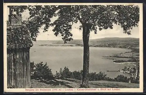 AK Bregenz am Bodensee, Lochau, Kaiser-Strandbad und Blick auf Lindau