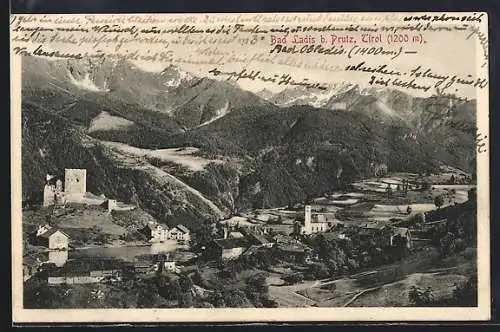 AK Bad Ladis bei Prutz, Ortsansicht mit Bergpanorama aus der Vogelschau