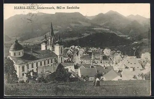 AK Maria-Zell /Steiermark, Teilansicht mit Kirche