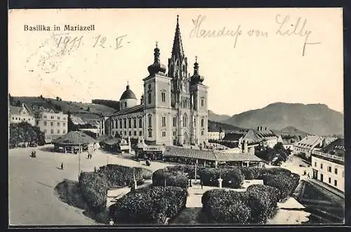 AK Mariazell, Blick zur Basilika