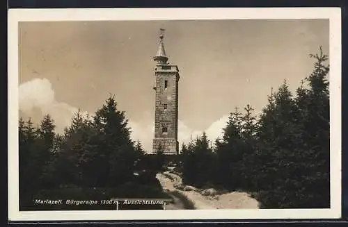 AK Mariazell, Aussichtsturm auf der Bürgeralpe