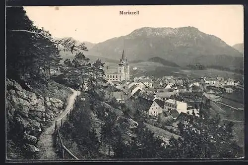 AK Mariazell, Teilansicht mit Kirche