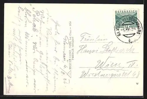 AK Ramsau, Ortsansicht mit Dachstein