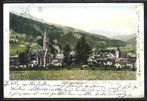 AK Mürzzuschlag, Ortspanorama mit Fernblick