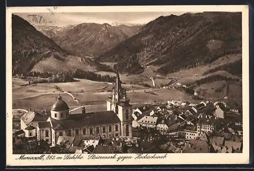 AK Mariazell /Steiermark, Ortsansicht gegen Hochschwab
