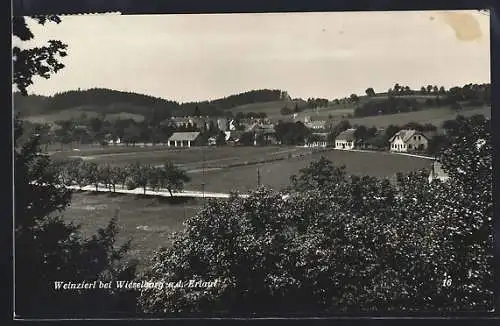 AK Wieselburg a. d. Erlauf, Weinzierl mit Landstrasse aus der Vogelschau
