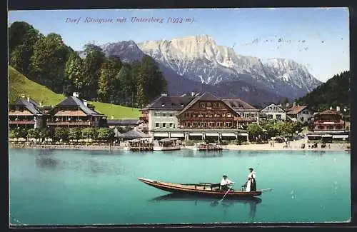 AK Königssee / Obb., Teilansicht mit Unterberg und Boot