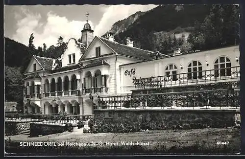 AK Reichenau an der Rax, Schneedörfl, Hotel Waldschlössl, Vorderansicht