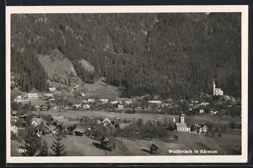 AK Weissbriach, Blick aus der Vogelschau auf den Ort