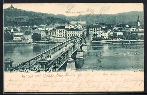 AK Uhrfahr-Linz, Brücke und Ortspanorama