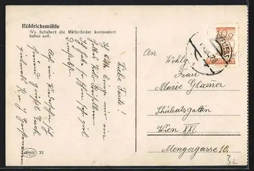 Foto-AK Hinterbrühl, Höldrichsmühle mit Schlosserei