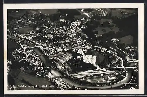 AK Bad Ischl /Salzkammergut, Ortsansicht vom Flugzeug aus